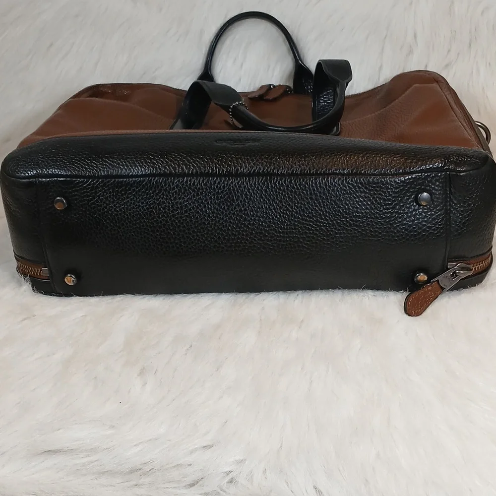 Coach Hamilton Brown Leather Double Zip Men's Briefcase/ Shoulder Bag - Picture 12 of 16